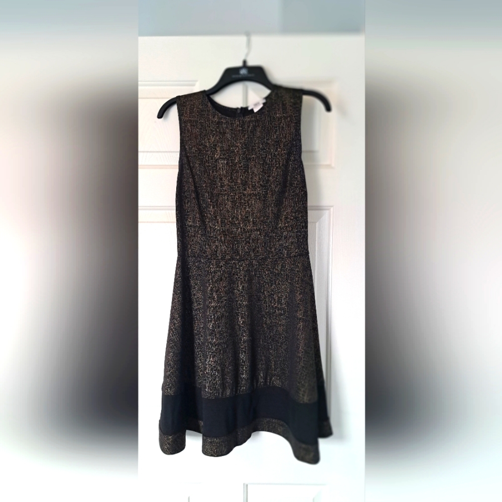 Bar III Women's Black and Gold A-Line Dress